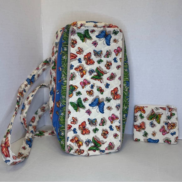 Quilted Cotton Duffle Bag with Coin Purse. Butterfly Garden Motif - Picture 5 of 8